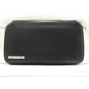 Cartier Love Black Grained Leather Zip-Around Wallet Gold Screw Hardware